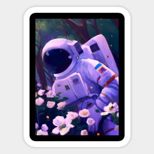 Astronaut in Flowers Sticker